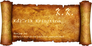 Kórik Krisztina névjegykártya