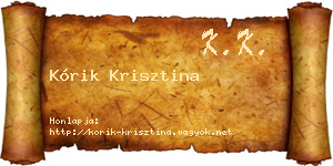 Kórik Krisztina névjegykártya